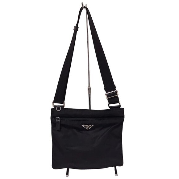 PRADA Black Nylon Leather Shoulder Bag 663-072025 - Picture 1 of 9